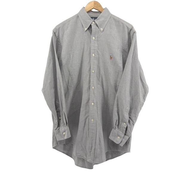 Polo Ralph Lauren Mens Oxford Button Down Shirt Gray Pony Logo Casual 15-32 M - Picture 2 of 11
